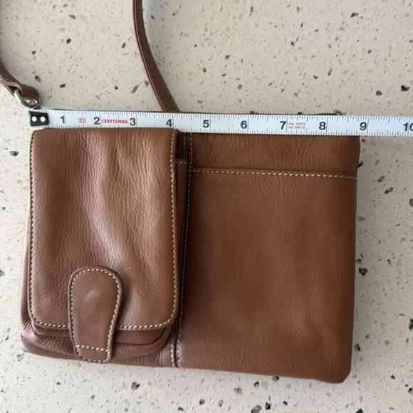 Tignanello Genuine Brown Leather Crossbody Travel Casual Shoulder Bag Versatile - Picture 6 of 13